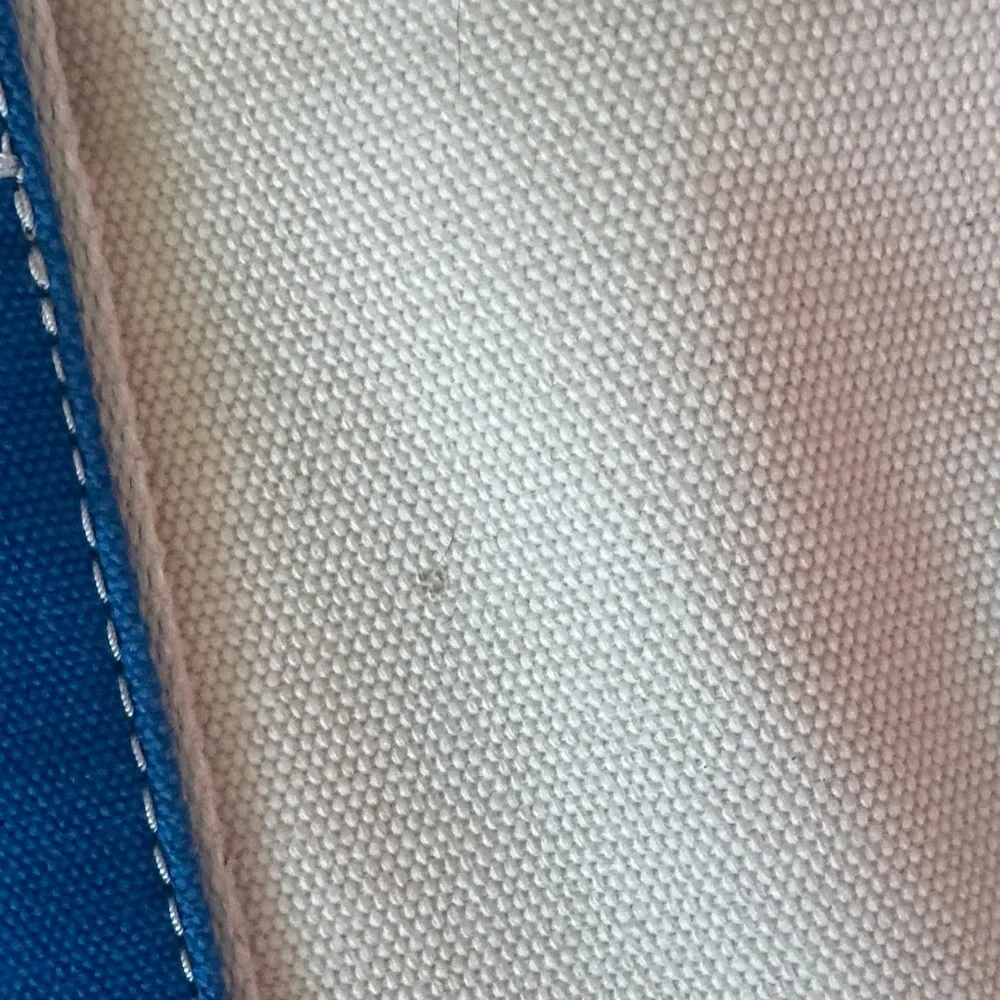 Lands' End Cream Canvas Tote with Bright Blue Trim - Picture 3 of 4
